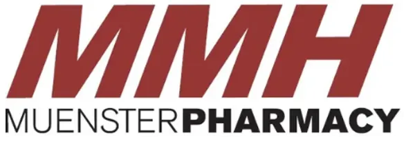 A red and white logo for a pharmacy.