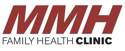 A red and white logo for amway health club.